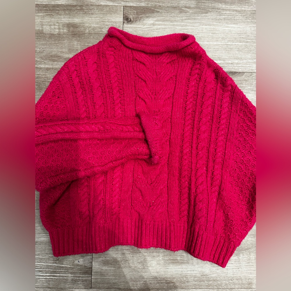 Pilcro Bright Pink Cable Knit Sweater Size Small